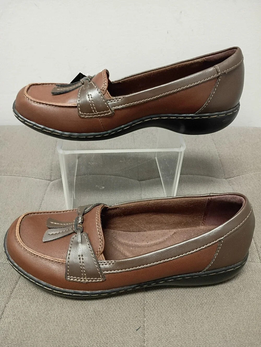Clarks Brown Leather Tassel Loafers PERFECT SHAPE